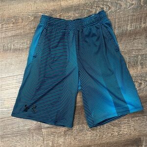 Under Armour Teal and Black Striped Shorts Youth XL